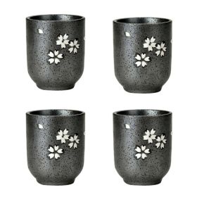 4Pcs Japanese Style Small Sakura Stripe Ceramic Teacups Straight Wine Cups 150ML