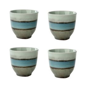 4Pcs Japanese Style Lovely Ceramic Teacups Small Straight Wine Glass 150ML