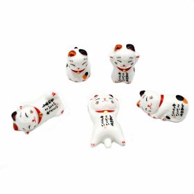 5Pcs Ceramics Lucky Cat Chopstick Holder Home Decorative Tableware Stand Rest Rack