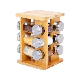 Round Revolving Seasoning Rack with 12 Jars, Countertop Spice Rack Kitchen Organizer