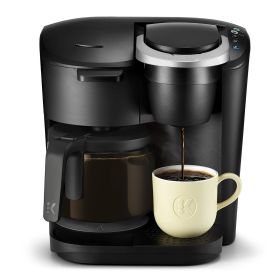 Black single serve and carafe coffee maker