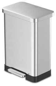 Qualiazero 20 Gallon Trash Can, Stainless Steel Step On Kitchen Trash Can, Silver