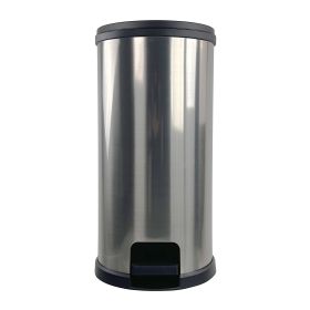 Mainstays 7.9 Gallon Trash Can, Plastic Round Step Kitchen Trash Can, Silver