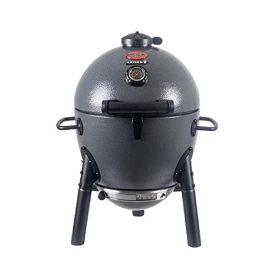 Portable Kamado Charcoal Grill & Smoker w/ Cast Iron Grates Easy Ash Pan 155 Sq In Cooking Space Ceramic-like Heat Retention