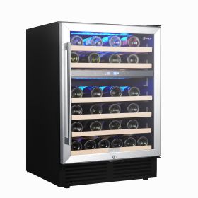 SOTOLA 24 Dual Zone inch 46 Bottle Wine Cooler Cabinet Beverage Fridge Small Wine Cellar Soda Beer Counter Top Bar Quiet Operation Compressor Freestan