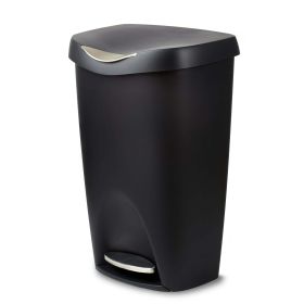 13 gal Brim Plastic Step Soft Close Lid Kitchen Trash Can, Black