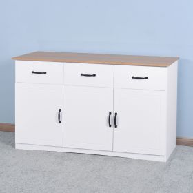 White Buffet Cabinet with Storage;  Kitchen Sideboard with 3 Doors and 3 Drawers;  Coffee Bar Cabinet;  Storage Cabinet Console Table for Living Room