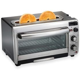 2-in-1 Countertop Toaster Oven and Long Slot 2 Slice Toaster, 60 Minute Timer and Automatic Shut Off, Shade Selector