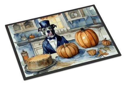 NEW Pit Bull Terrier Fall Kitchen Pumpkins Doormat Front Door Mat Indoor Outdoor Rugs for Entryway, Non Slip Washable Low Pile, 18H X 27W