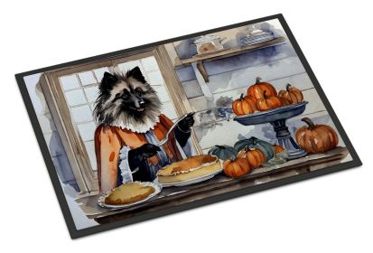 NEW Keeshond Fall Kitchen Pumpkins Doormat Front Door Mat Indoor Outdoor Rugs for Entryway, Non Slip Washable Low Pile, 18H X 27W