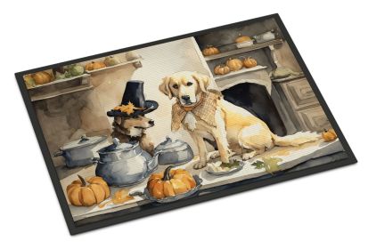 NEW Yellow Lab Fall Kitchen Pumpkins Doormat Front Door Mat Indoor Outdoor Rugs for Entryway, Non Slip Washable Low Pile, 18H X 27W