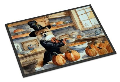 NEW Pomeranian Fall Kitchen Pumpkins Doormat Front Door Mat Indoor Outdoor Rugs for Entryway, Non Slip Washable Low Pile, 18H X 27W