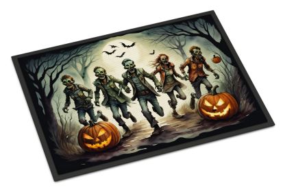 NEW Zombies Spooky Halloween Doormat Front Door Mat Indoor Outdoor Rugs for Entryway, Non Slip Washable Low Pile, 18H X 27W