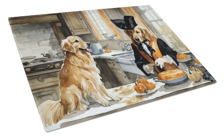 Golden Retriever Fall Kitchen Pumpkins Glass Cutting Board Decorative Tempered Glass Kitchen Cutting and Serving Board Large Size Chopping Board