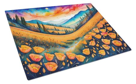 NEW California Poppies in Color Glass Cutting Board Decorative Tempered Glass Kitchen Cutting and Serving Board Large Size Chopping Board