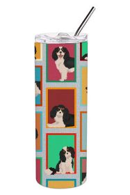 Lots of Tricolor Cavalier Spaniel Stainless Steel Skinny Tumbler Vacuum Double Walled Reusable Insulated Tumbler Travel Cup for Coffee Cocktails Gift