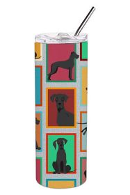 Lots of Black Great Dane Stainless Steel Skinny Tumbler Vacuum Double Walled Reusable Insulated Tumbler Travel Cup for Coffee Cocktails Gift with Lid