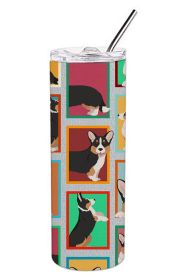 Lots of Tricolor Cardigan Corgi Stainless Steel Skinny Tumbler Vacuum Double Walled Reusable Insulated Tumbler Travel Cup for Coffee Cocktails Gift wi