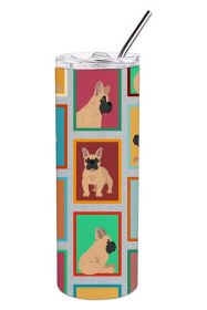 Lots of Fawn French Bulldog Stainless Steel Skinny Tumbler Vacuum Double Walled Reusable Insulated Tumbler Travel Cup for Coffee Cocktails Gift with L