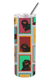 Lots of Black and Tan Cavalier King Charles Spaniel Stainless Steel Skinny Tumbler Vacuum Double Walled Reusable Insulated Tumbler Travel Cup for Coff