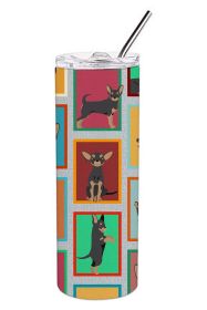 Lots of Black and Tan Chihuahua Stainless Steel Skinny Tumbler Vacuum Double Walled Reusable Insulated Tumbler Travel Cup for Coffee Cocktails Gift wi