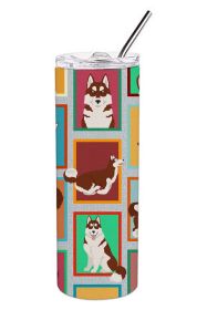 Lots of Red Siberian Husky Stainless Steel Skinny Tumbler Vacuum Double Walled Reusable Insulated Tumbler Travel Cup for Coffee Cocktails Gift with Li