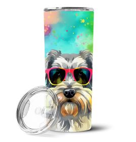 Schnauzer Hippie Dawg Stainless Steel Skinny Tumbler Vacuum Double Walled Reusable Insulated Tumbler Travel Cup for Coffee Cocktails Gift with Lid