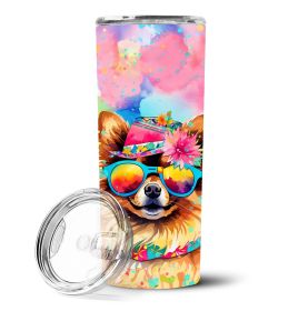 Pomeranian Hippie Dawg Stainless Steel Skinny Tumbler Vacuum Double Walled Reusable Insulated Tumbler Travel Cup for Coffee Cocktails Gift with Lid