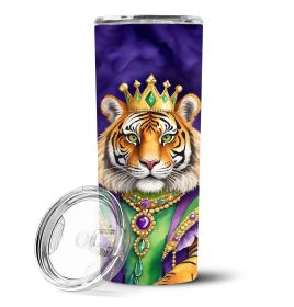 Tiger the King of Mardi Gras Stainless Steel Skinny Tumbler Vacuum Double Walled Reusable Insulated Tumbler Travel Cup for Coffee Cocktails Gift with