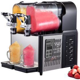 VEVOR Commercial Slushy Machine, 3LX2 Tank Slush Drink Maker, 340W Frozen Drink Machine with Temperature Preservation