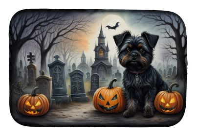 Affenpinscher Spooky Halloween Dish Drying Mat Absorbent Dish Drying Mat Pad for Kitchen Counter Dish Drainer Mat for Countertop, 14 x 21", Multicolor