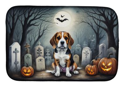 Beagle Spooky Halloween Dish Drying Mat Absorbent Dish Drying Mat Pad for Kitchen Counter Dish Drainer Mat for Countertop, 14 x 21", Multicolor