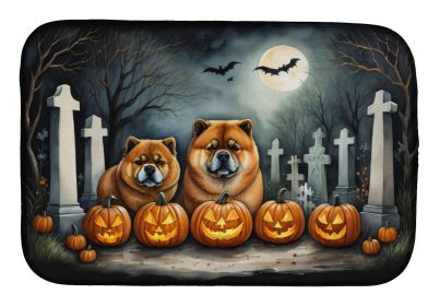 Chow Chow Spooky Halloween Dish Drying Mat Absorbent Dish Drying Mat Pad for Kitchen Counter Dish Drainer Mat for Countertop, 14 x 21", Multicolor