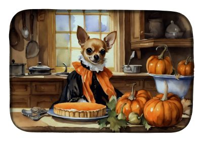 Chihuahua Fall Kitchen Pumpkins Dish Drying Mat Absorbent Dish Drying Mat Pad for Kitchen Counter Dish Drainer Mat for Countertop, 14 x 21"