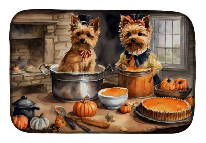 Norwich Terrier Fall Kitchen Pumpkins Dish Drying Mat Absorbent Dish Drying Mat Pad for Kitchen Counter Dish Drainer Mat for Countertop, 14 x 21"