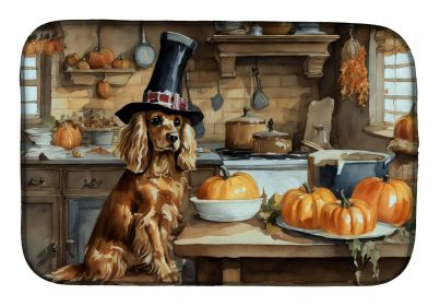 Cocker Spaniel Fall Kitchen Pumpkins Dish Drying Mat Absorbent Dish Drying Mat Pad for Kitchen Counter Dish Drainer Mat for Countertop, 14 x 21"