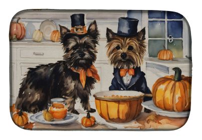 Cairn Terrier Fall Kitchen Pumpkins Dish Drying Mat Absorbent Dish Drying Mat Pad for Kitchen Counter Dish Drainer Mat for Countertop, 14 x 21"