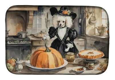 Poodle Fall Kitchen Pumpkins Dish Drying Mat Absorbent Dish Drying Mat Pad for Kitchen Counter Dish Drainer Mat for Countertop, 14 x 21", Multicolor