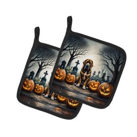 Bloodhound Spooky Halloween Pair of Pot Holders Kitchen Heat Resistant Pot Holders Sets Oven Hot Pads for Cooking Baking BBQ, 7 1/2 x 7 1/2