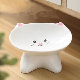 Ceramic Small Cat Face Shape Pet Food Bowl Cat Bowl Dog Bowl Universal And Easy To Clean (Option: 2 in 1)