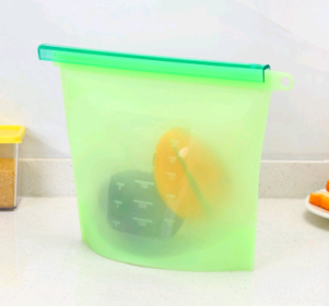 Silicone fresh-keeping bag vacuum sealed bag food  storage bag refrigerator food fruit storage bag (Option: Green-500ML)