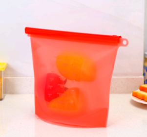 Silicone fresh-keeping bag vacuum sealed bag food  storage bag refrigerator food fruit storage bag (Option: Red-4000ml)