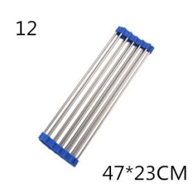 Folding Kitchen Drain Sink Rack Stainless Steel (Option: Blue-12L)