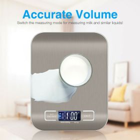 Digital Electronic Kitchen Food Diet Postal Scale Weight Balance 5KG 1g 11lb Kitchen Scales Stainless Steel Weighing For Food Diet Postal Balance Meas (Color: Silver)