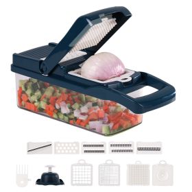 Multifunctional Vegetable Cutter Home Kitchen Slicing And Dicing Fruit Artifact (Color: Dark Blue)