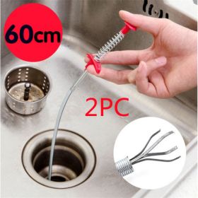 60CM Sewer Dredger Spring Pipe Dredging Tool Household Hair Cleaner Drain Clog Remover Cleaning Tools Household For Kitchen Sink Kitchen Gadgets (Option: Color randomised 2pcs)