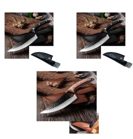 Slaughter Cutting Meat Boning Small Scimitar Special Skinning Killing Pigs Butcher (Option: Sheath-Black Brown-Set B)