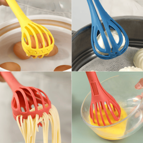 1pc; Multifunctional 3-in-1 Egg Whisk Food Holder Noodle Holder Baking Tool Egg Stirrer Manual Whisk 1 Pack 11.02''Ã—2.76'' (Color: Yellow)