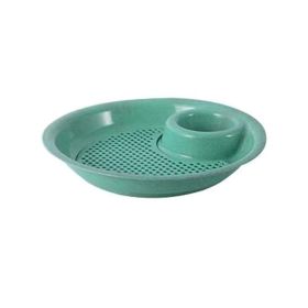 1pc Dumpling Tray; Drain Double-layer Plate With Vinegar Plate; Household Round Plastic Large Dinner Plate; Tray For Dumplings (Color: Green)