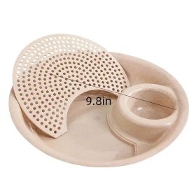 1pc Dumpling Tray; Drain Double-layer Plate With Vinegar Plate; Household Round Plastic Large Dinner Plate; Tray For Dumplings (Color: Beige Color)